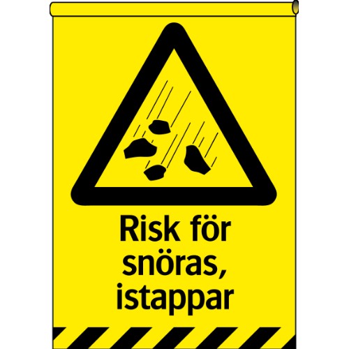 Banderoll varning risk för snöras, istappar
