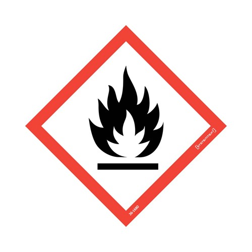 Skylt CLP<br />-symbol brandfarliga ämnen självhäftande