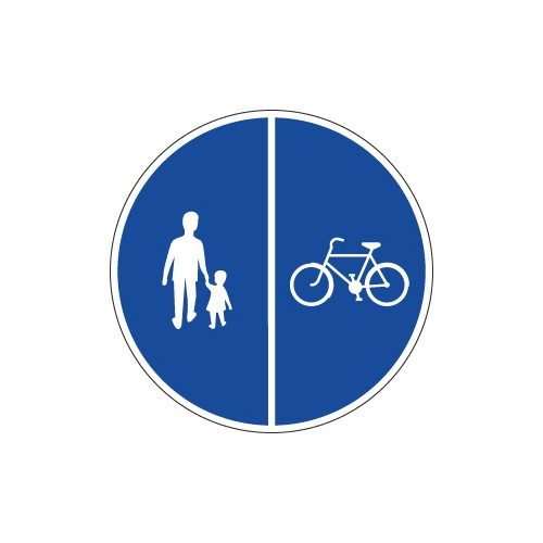 Vägmärke påbjudna gång- och cykelbanor