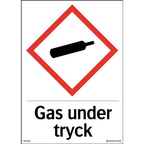 Skylt CLP<br />gas under tryck