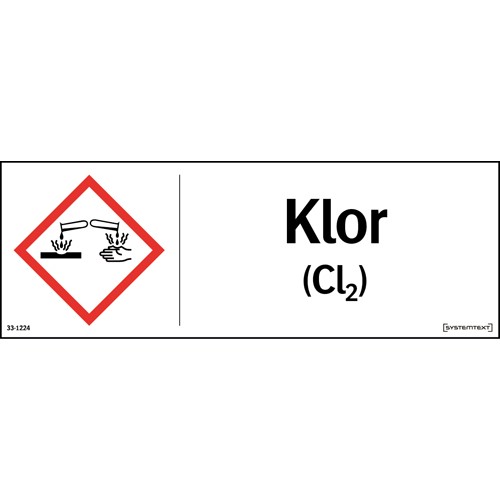 Skylt CLP<br />klor (CI2)