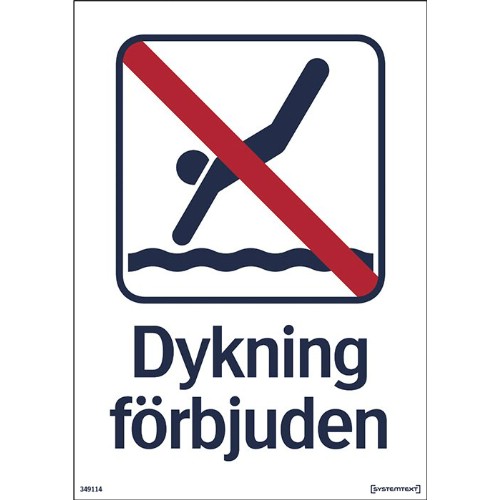 Skylt dykning förbjuden