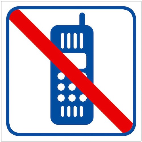 Skylt symbol mobiltelefonförbud